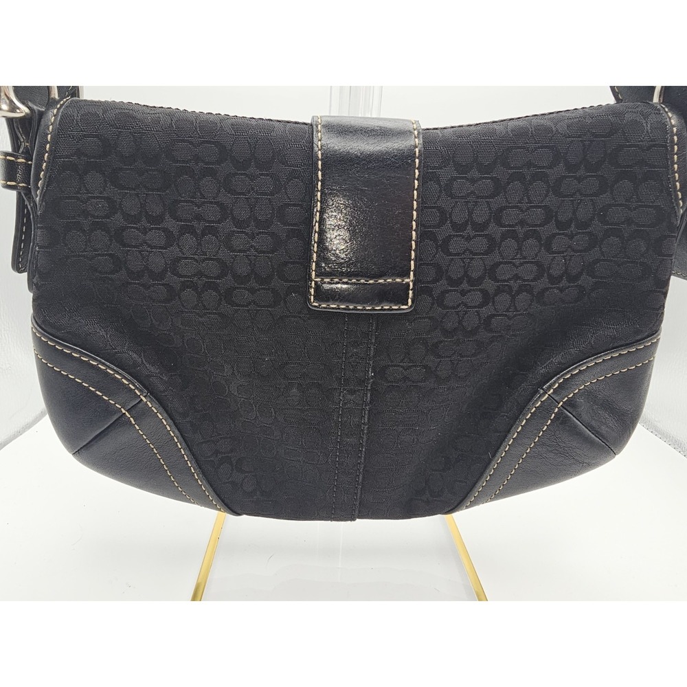 VTG Coach 6818 Soho Demi Shoulder Bag Black Signature C Jacquard Canvas Leather - Picture 9 of 16